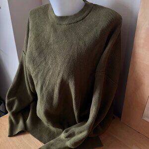 Olive Green Women's Crewneck Oversized Sweater